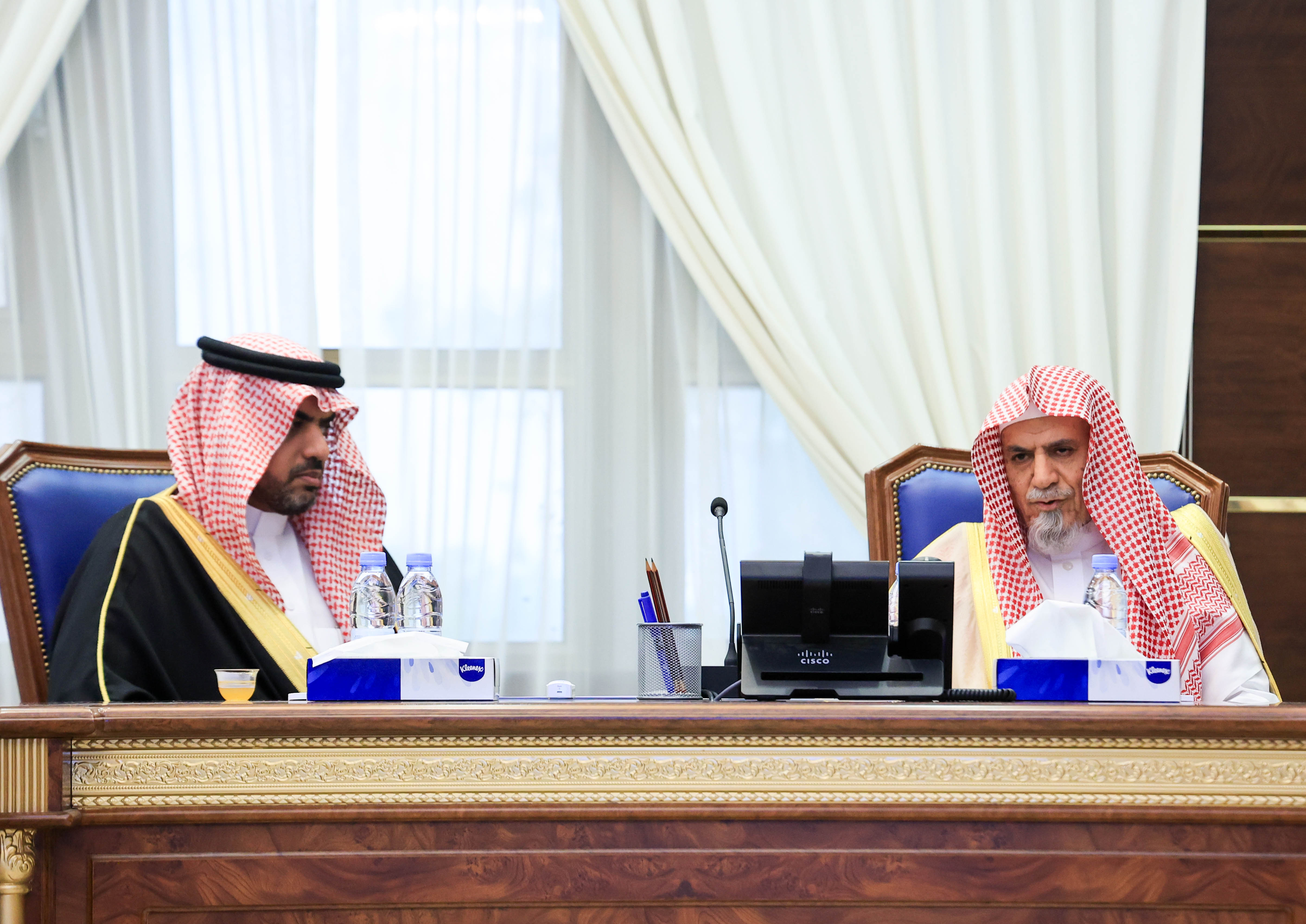 رئيس ⁧الجامعة الإسلامية⁩ د. صالح بن علي العقلا، يستقبل معالي الشيخ الدكتور صالح بن حميد إمام وخطيب المسجد الحرام وعضو هيئة كبار العلماء.